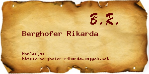 Berghofer Rikarda névjegykártya